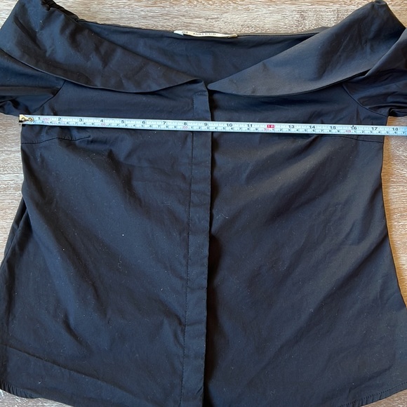 Zara Off Shoulder Button Up 3/4 Sleeve Black Shirt Size M - Picture 8 of 11